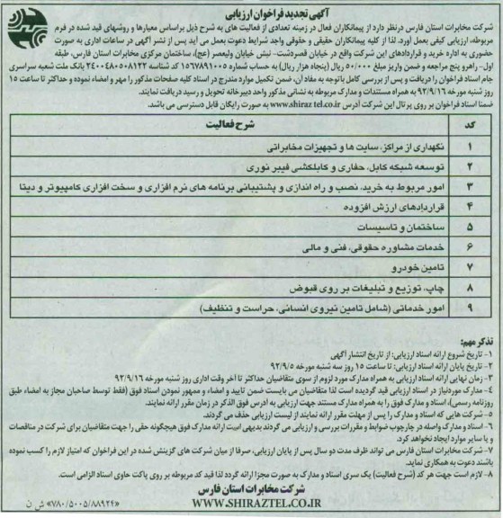نگهداری از مراکز , سایت ها و تجهیزات مخابراتی  ....