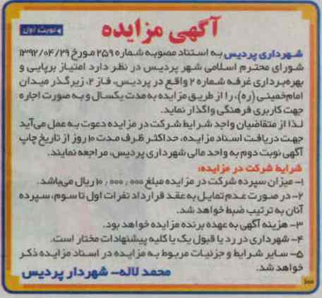 امتیاز برپایی و بهره بردای غرفه شماره 2