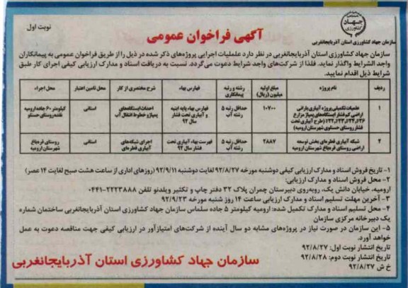 عملیات تکمیلی پروژه آبیاری بارانی اراضی کم فشار ایستگاه های پمپاژ مزارع