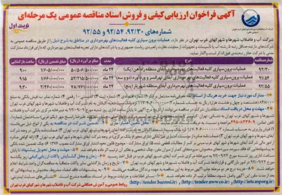 عملیات برون سپاری کلیه فعالیتهای بهره برداری در مناطق