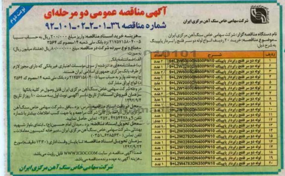 خرید 20 ریدف انواع لوله دو سر فلنج را بردار پایپینگ
