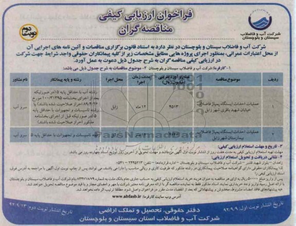  عملیات احداث ایستگاه پمپاژ فاضلاب خیابان شهید باقری شهری زابل