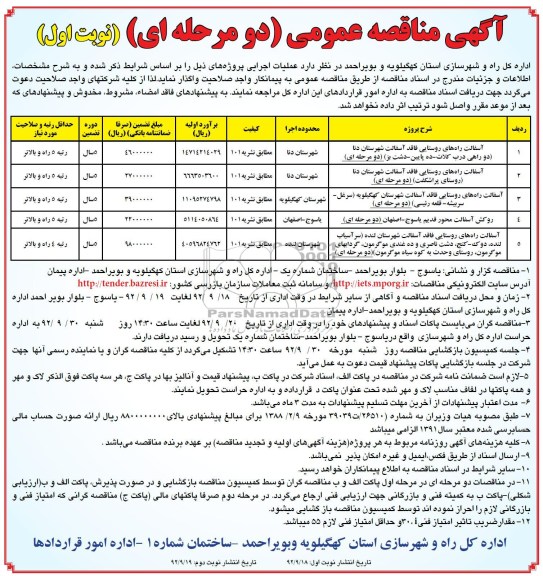 آسفالت راههای روستایی فاقد آسفالت شهرستان دنا دو راهی درب کلات - ده پایین - دشت بز ....