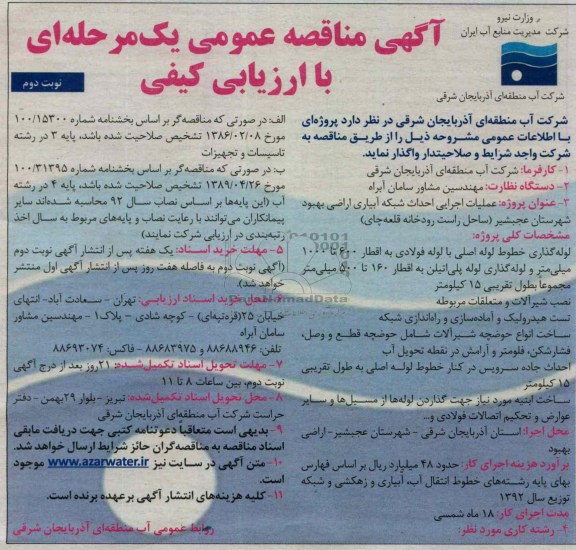 عملیات اجرایی احداث شبکه آبیاری اراضی بهبود شهرستان عجبشیر ساحل راست رودخانه قلعه چای 