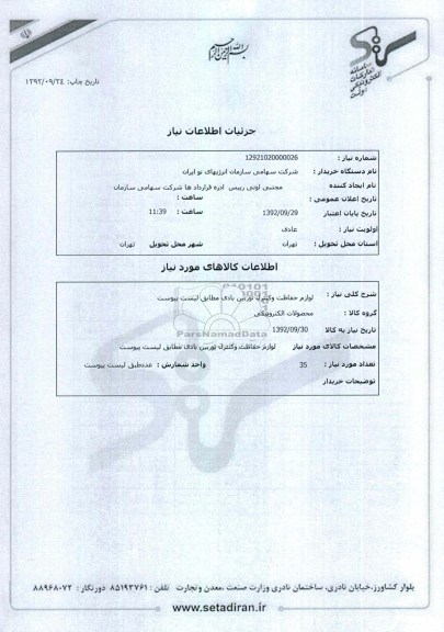 لوازم حفاظت و کنترل توربین بادی 