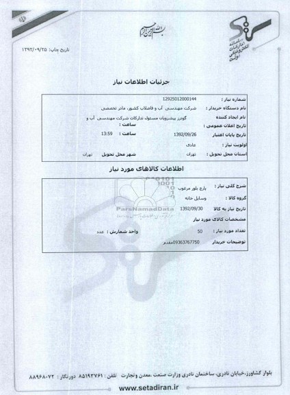 پارچ بلور مرغوب