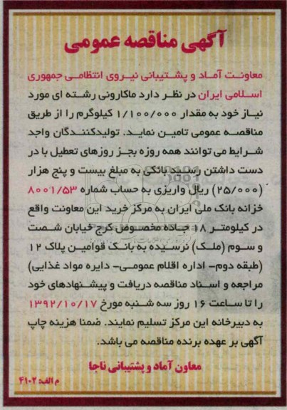 ماکارونی رشته ای مورد نیاز خود 