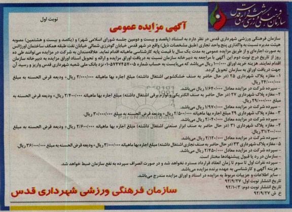 واگذاری پنج واحد تجاری
