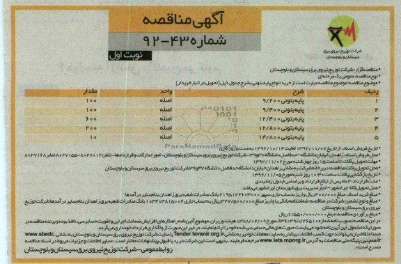 خرید انواع پایه بتونی 