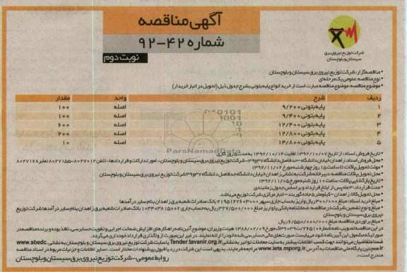 خرید انواع پایه بتونی 