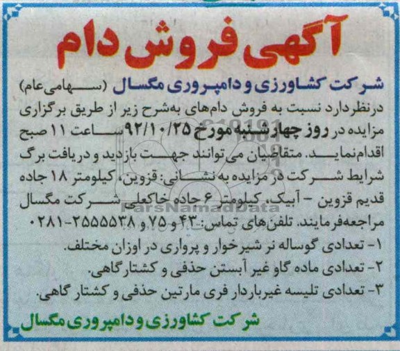 فروش دام