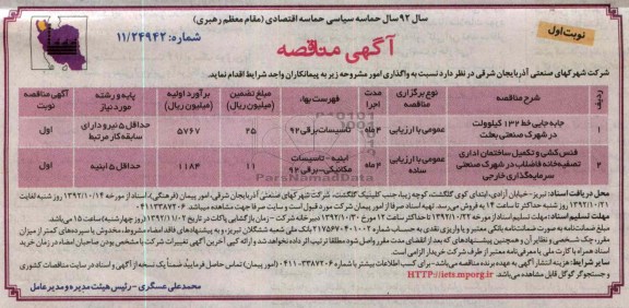 واگذاری جابه جایی خط 132  و ...