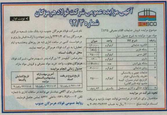 فروش ضایعات اقلام مصرفی 25±%