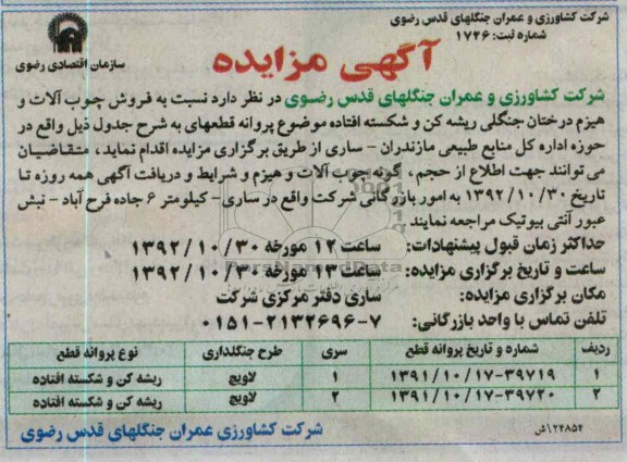 فروش چوب آلات و هیزم درختان جنگلی ریشه کن و شکسته افتاده 