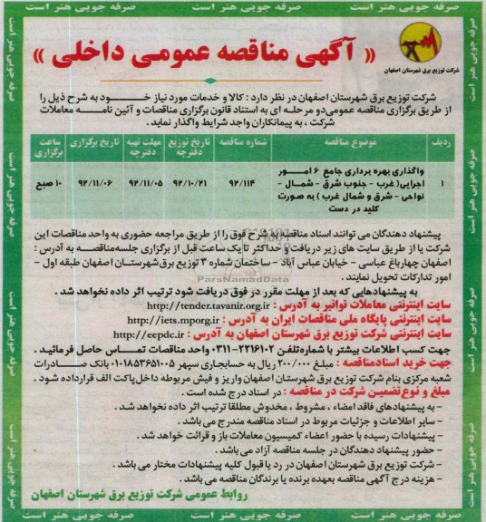 واگذاری بهره برداری جامع 6 امور اجرایی ...