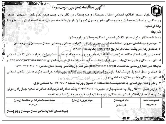 بنیاد مسکن انقلاب اسلامی سیستان و بلوچستان 