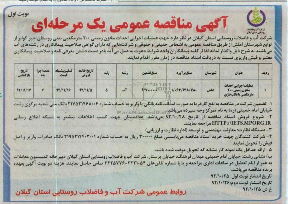 عملیات اجرایی احداث مخزن زمینی 200 متر مکعبی بتنی روستای جیر گوابر 
