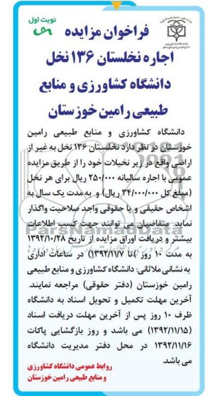 اجاره نخلستان 136 نخل