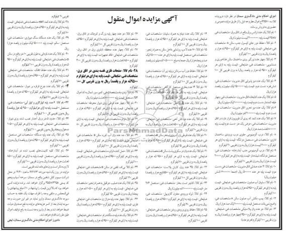 فروش یک عدد ترانس برق ، چهار عدد نورگیر ، یک عدد میز پذیرایی اتاق مدیریت، 35 عدد رول کارتن پلاست و .....