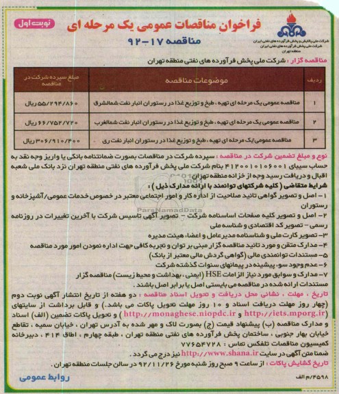 تهیه ، طبخ و توزیع غذا در رستوران 