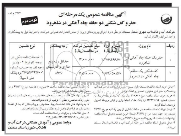 حفر و کف شکنی دو حلقه چاه آهنگی در شاهرود