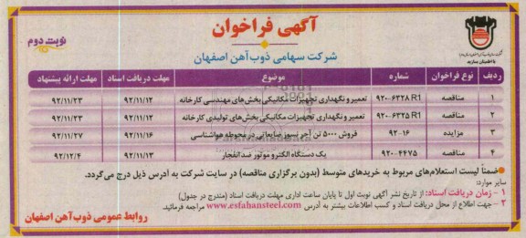 تعمیر و نگهداری تجهیزات مکانیکی بخش های مهندسی کارخانه 