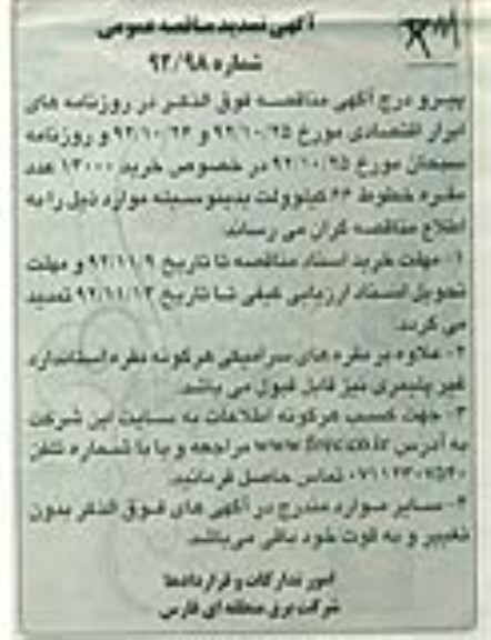 خرید 14000 عدد مقره خطوط 66 کیلو ولت 