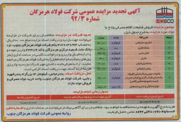 فروش ضایعات اقلام مصرفی 25±%