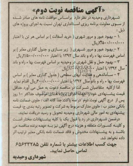 بهبود عبور و مرور شهری (خرید آسفالت)..