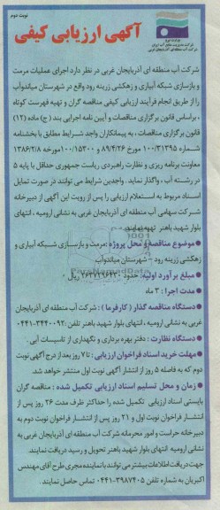 مرمت و بازسازی شبکه آبیاری و زهکشی زرینه رود واقع در شهرستان میاندوآب 