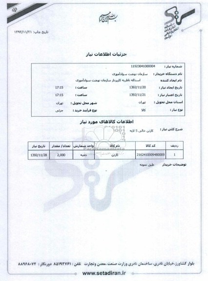 کارتن خالی 5 لایه 