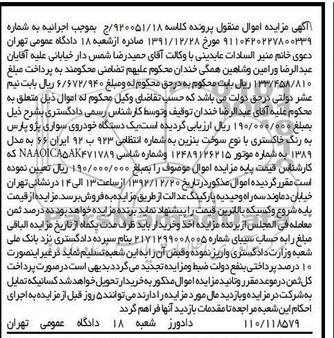 فروش یک دستگاه خودروی سواری پژو پارس