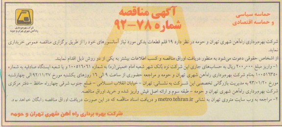 19 قلم قطعات یدکی مورد نیاز آسانسورهای خود