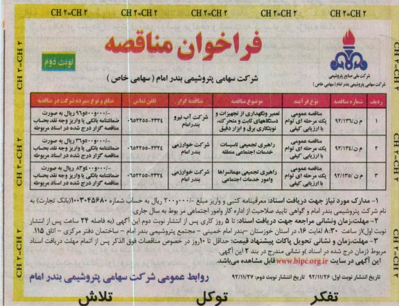 تعمیر و نگهداری از تجهیزات و دستگاه های ثابت و متحرک ، نوبتکاری برق و ابزار دقیق و ...