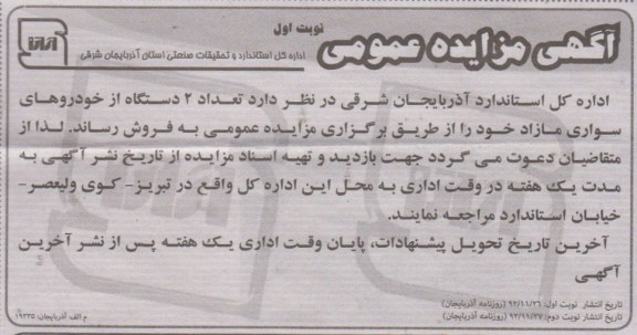 تعداد 2 دستگاه از خودروهای سواری مازاد خود 