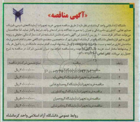 خرید تجهیزات آزمایشگاهی شیمی فیزیک ، صنایع غذایی ، کشاورزی ، دامپزشکی و عمران 