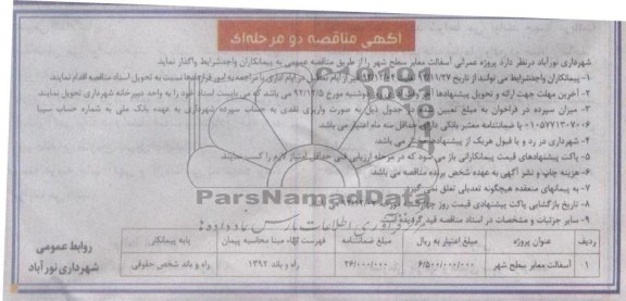 پروژه عمرانی آسفالت معابر سطح شهر