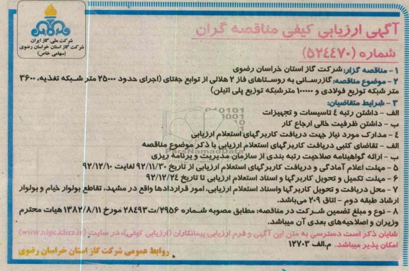 گاز رسانی به روستاهای فاز 2 هلالی از توابع جغتای 