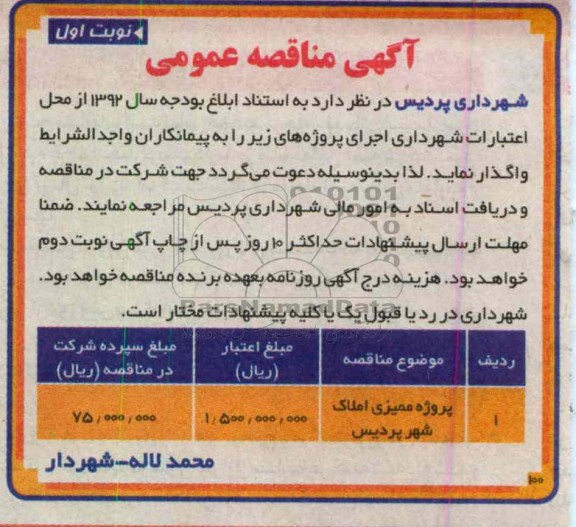 پروژه ممیزی املاک 