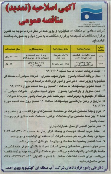  تعمیر و نگهداری شبکه های شهرستان بویراحمد...