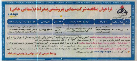 اجرای عملیات محوطه سازی فاز دوم شرکت پتروشیمی کارون