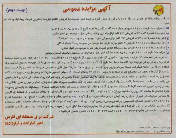 فروش چهار دستگاه جرثقیل مازاد و خارج از رده