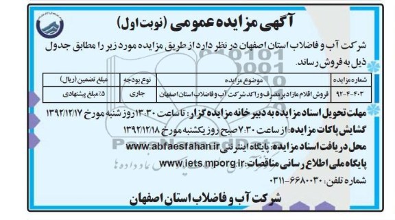 فروش اقلام مازاد بر مصرف و راکد 