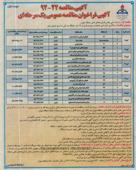 واگذاری اداره امور عملیات و بهره برداری از 19 باب جایگاه شرکتی 