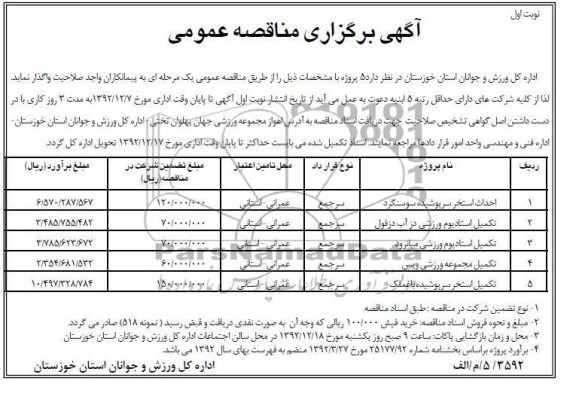  تکمیل استخر سرپوشیده سوسنگرد  ....