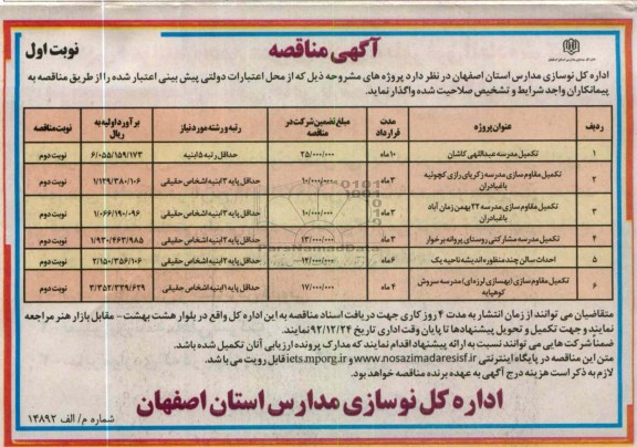 تکمیل مقاوم سازی مدرسه زکریای رازی کچوئیه باغبادران 