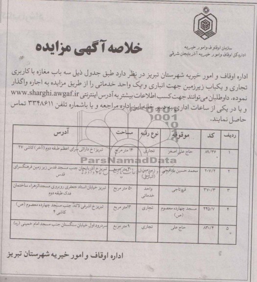 اجاره سه باب مغازه با کاربری تجاری و یکباب زیرزمین