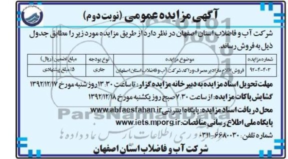 فروش اقلام مازاد بر مصرف و راکد 