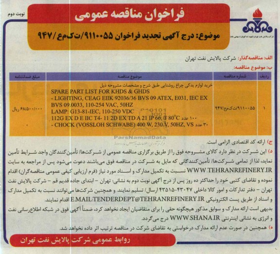 خرید لوازم یدکی چراغ روشنایی 