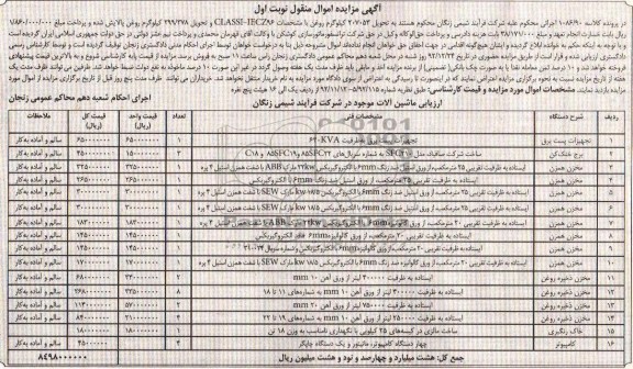 فروش تجهیزات پست برق ، مخزن همزن، برج خنک کن و ...